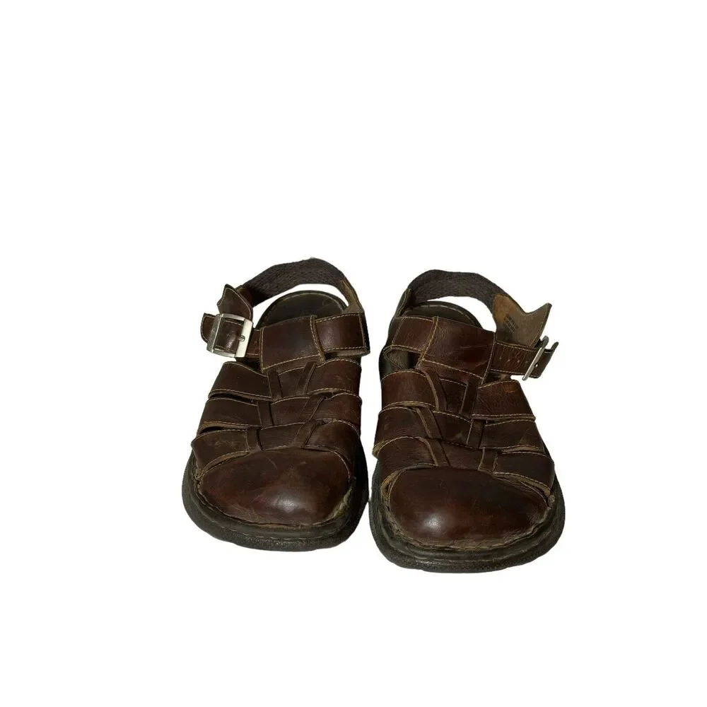 Born Handcrafted Footwear Brown Leather Fisherman Sandals Men's Chunky Buckle